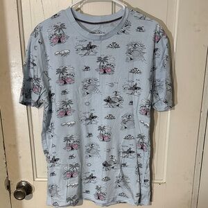 Eighty Eight Light Blue Tropical Print Tee